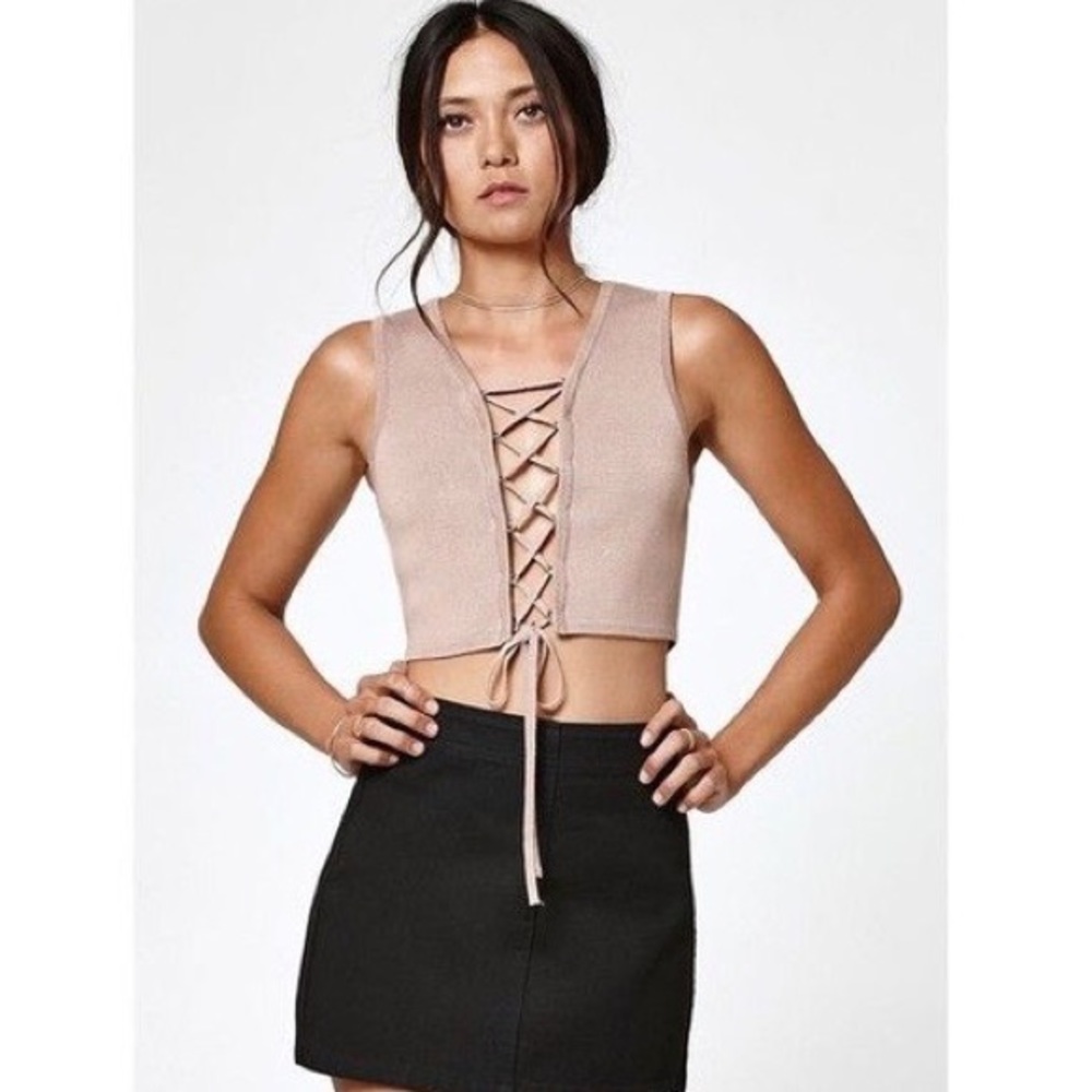 Lace Up Crop Top by Kylie & Kendall